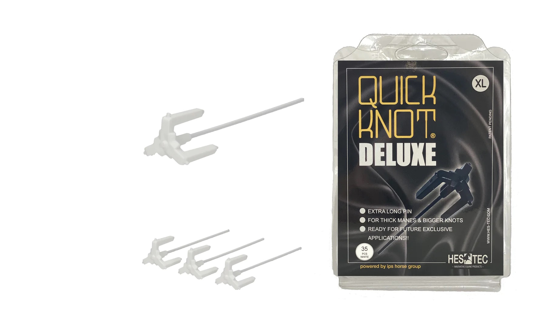 HES TEC Quick Knot Deluxe 35 Stück XL, Einflechthilfe - black - Set - 3
