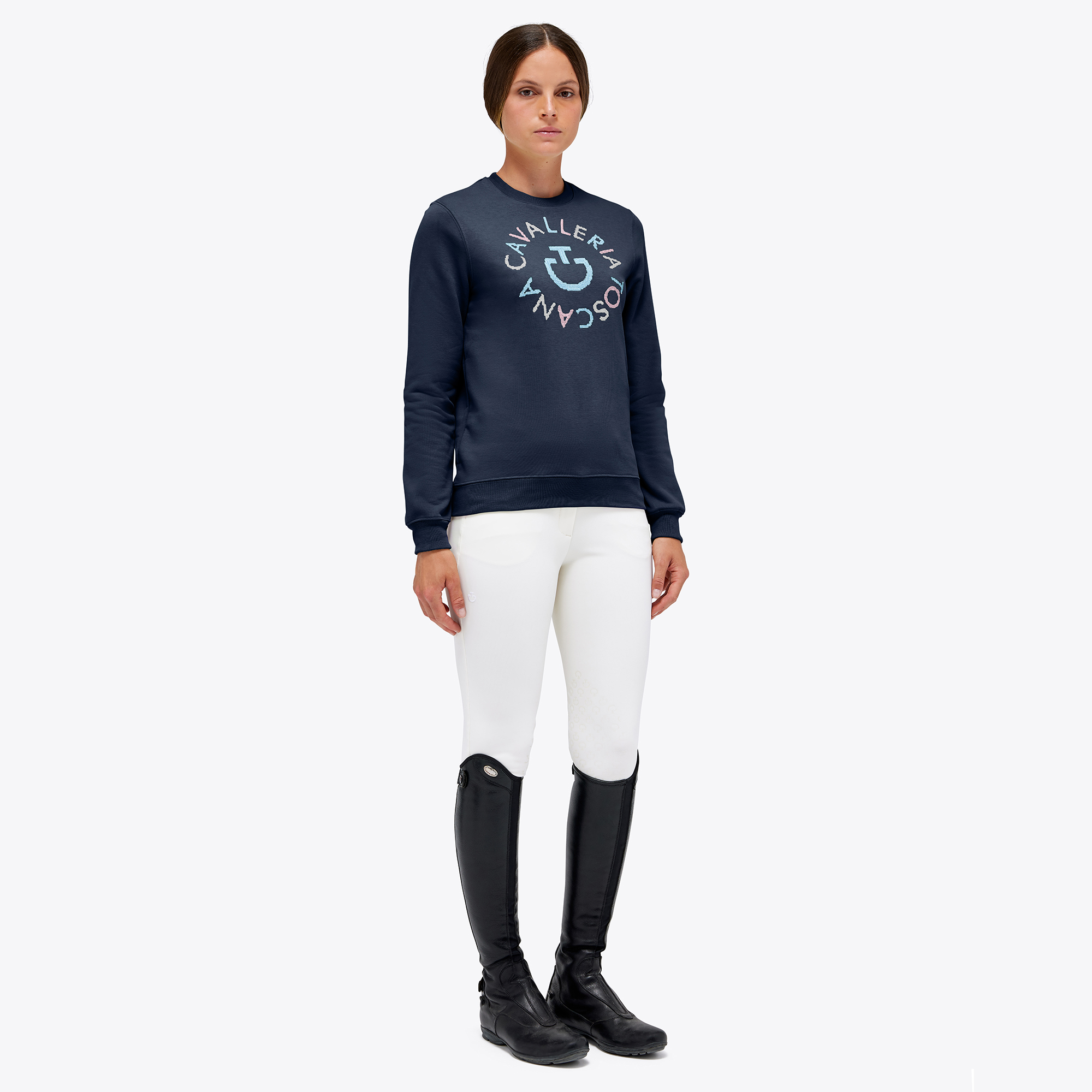 CAVALLERIA TOSCANA klassisches Damen Sweatshirt Pixel Stickerei Orbit - atlantic blue - XL - 1