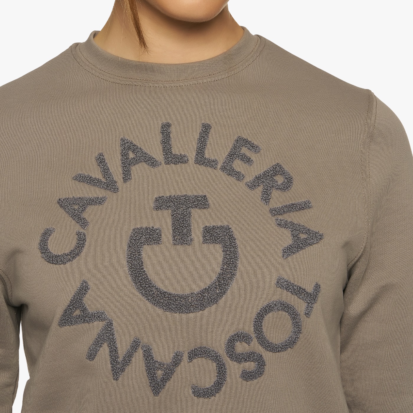 CAVALLERIA TOSCANA Damen Baumwoll Sweatshirt mit Logo - medium grey - M - 10