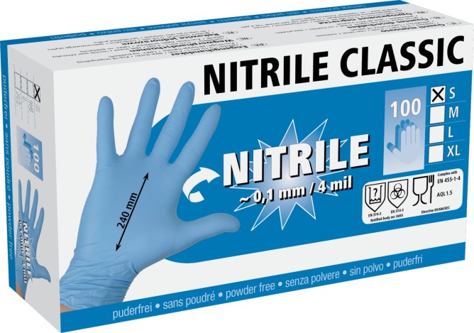 KERBL Nitrile Einmalhandschuhe Classic puderfrei 100er - hellblau - M - 1