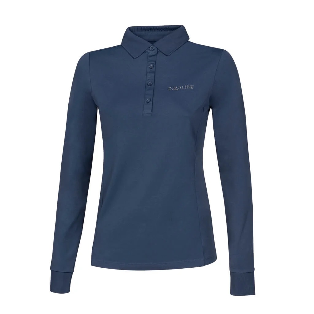 EQUILINE Damen Langarm Polo Shirt Trainingsshirt Evae - diplomatic blue - S - 2