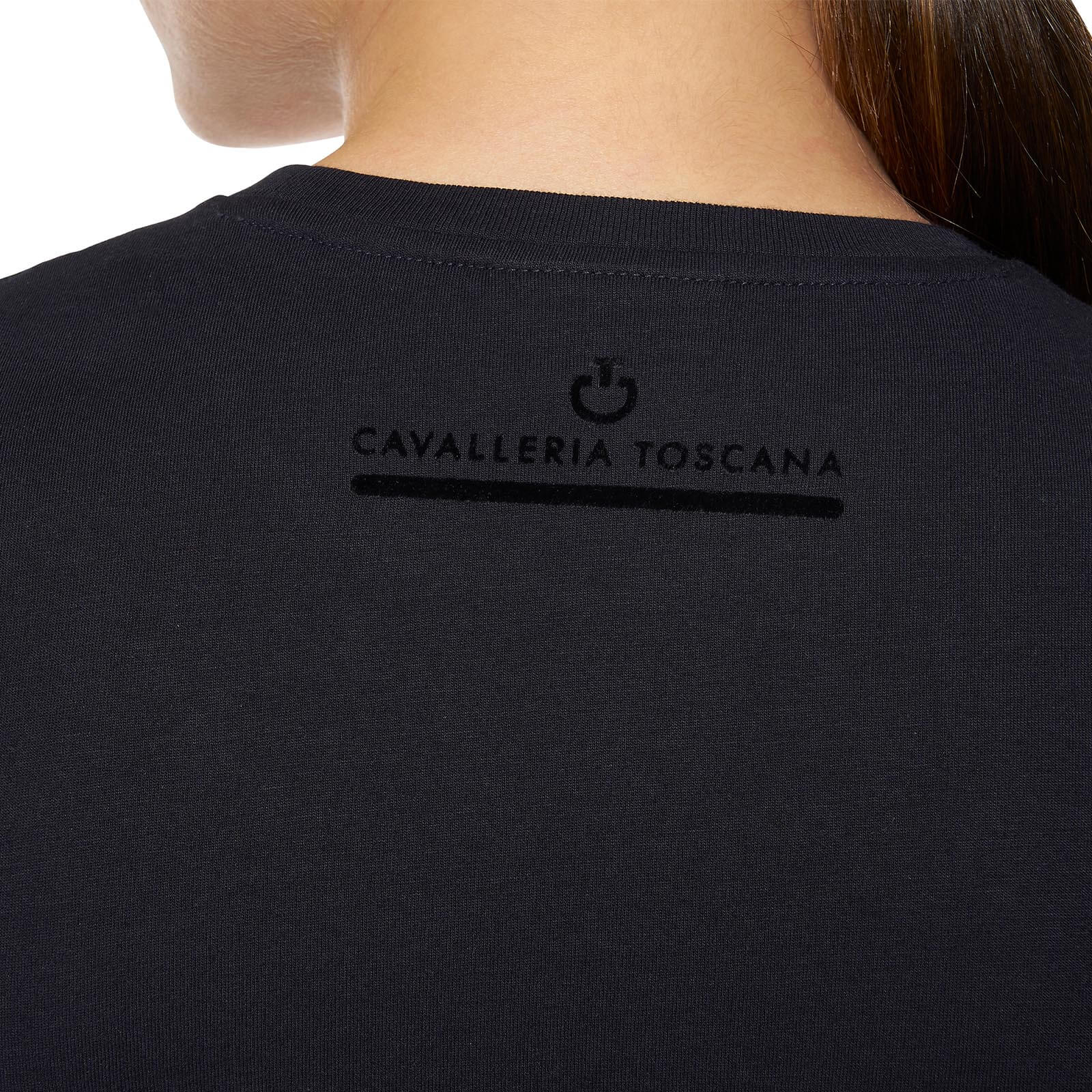 CAVALLERIA TOSCANA bequemes Damen T-Shirt mit Mini CT Flock - navy - M - 4