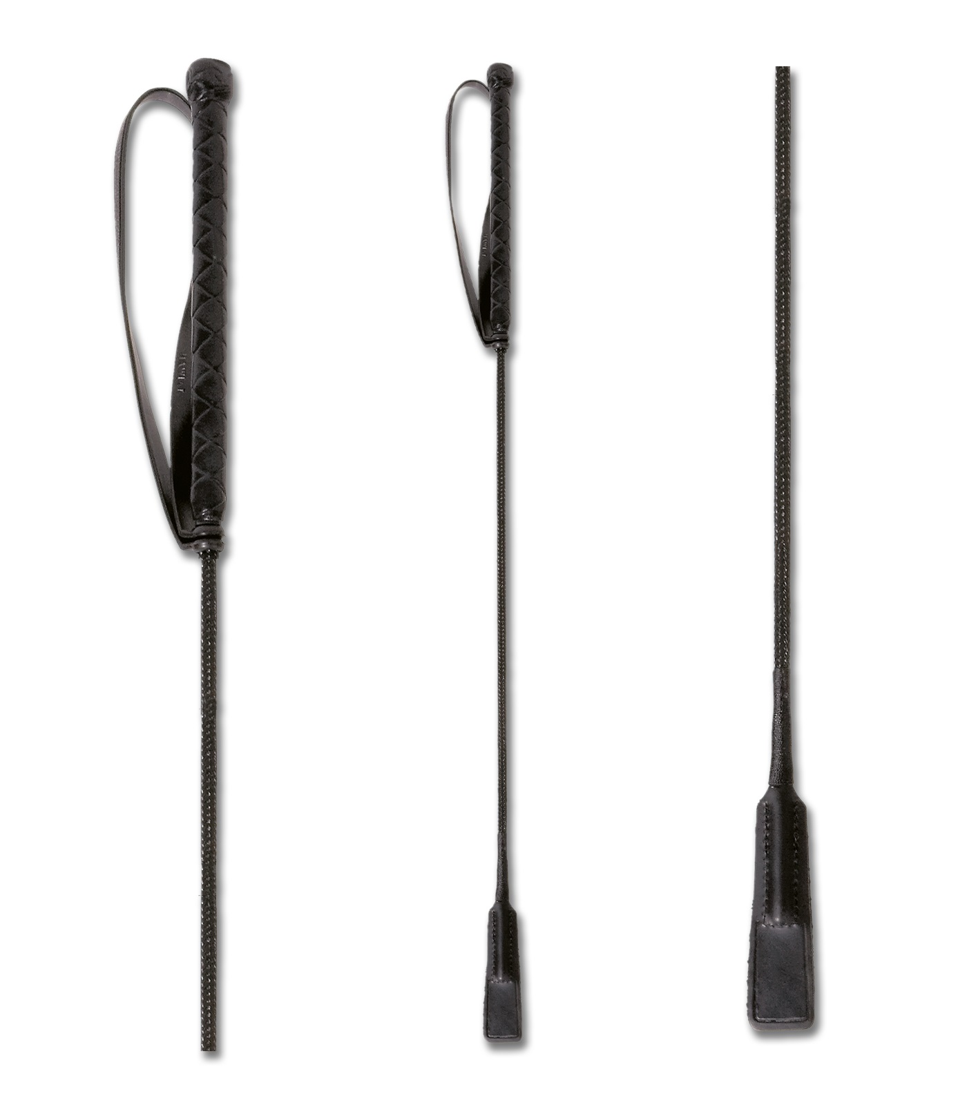 WALDHAUSEN Springgerte schmale Lederklatsche - schwarz - 65 cm