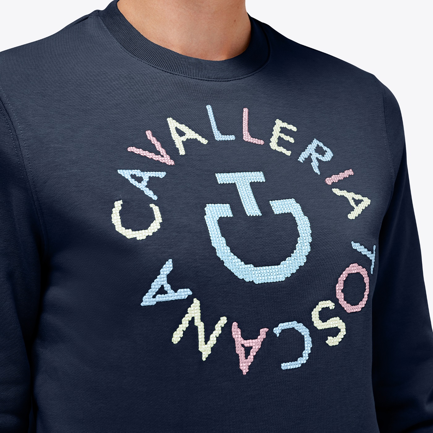 CAVALLERIA TOSCANA klassisches Damen Sweatshirt Pixel Stickerei Orbit - atlantic blue - XL - 3
