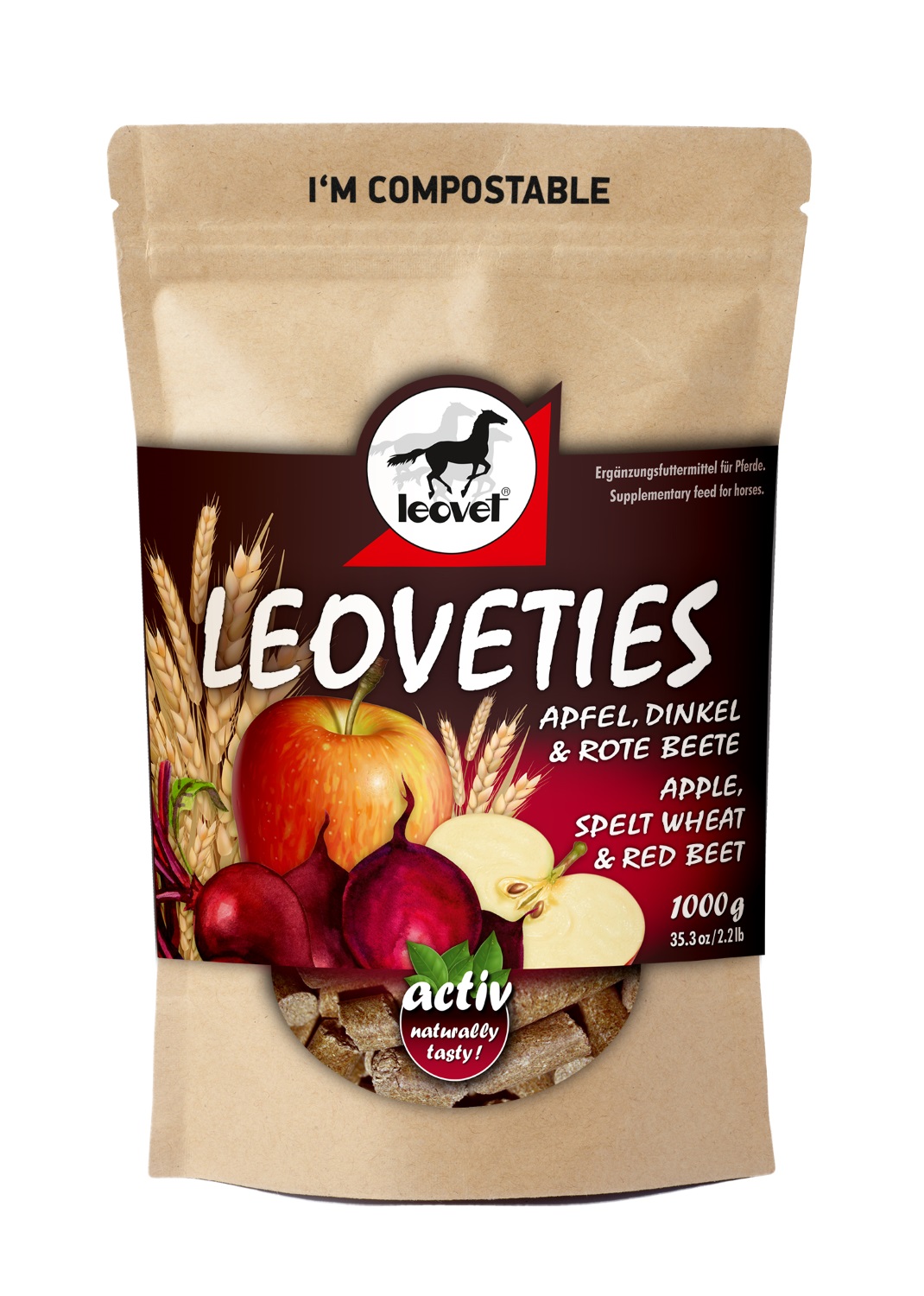 leovet Leckerli Leoveties Apfel, Dinkel & Rote Beete - uni  - 1kg - 1