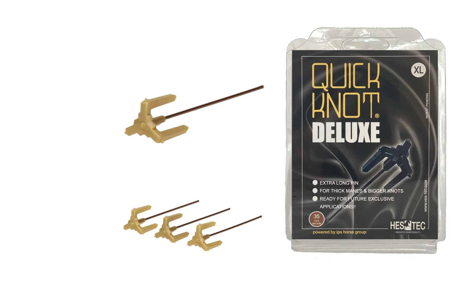 HES TEC Quick Knot Deluxe 35 Stück XL, Einflechthilfe - brown - Set - 2