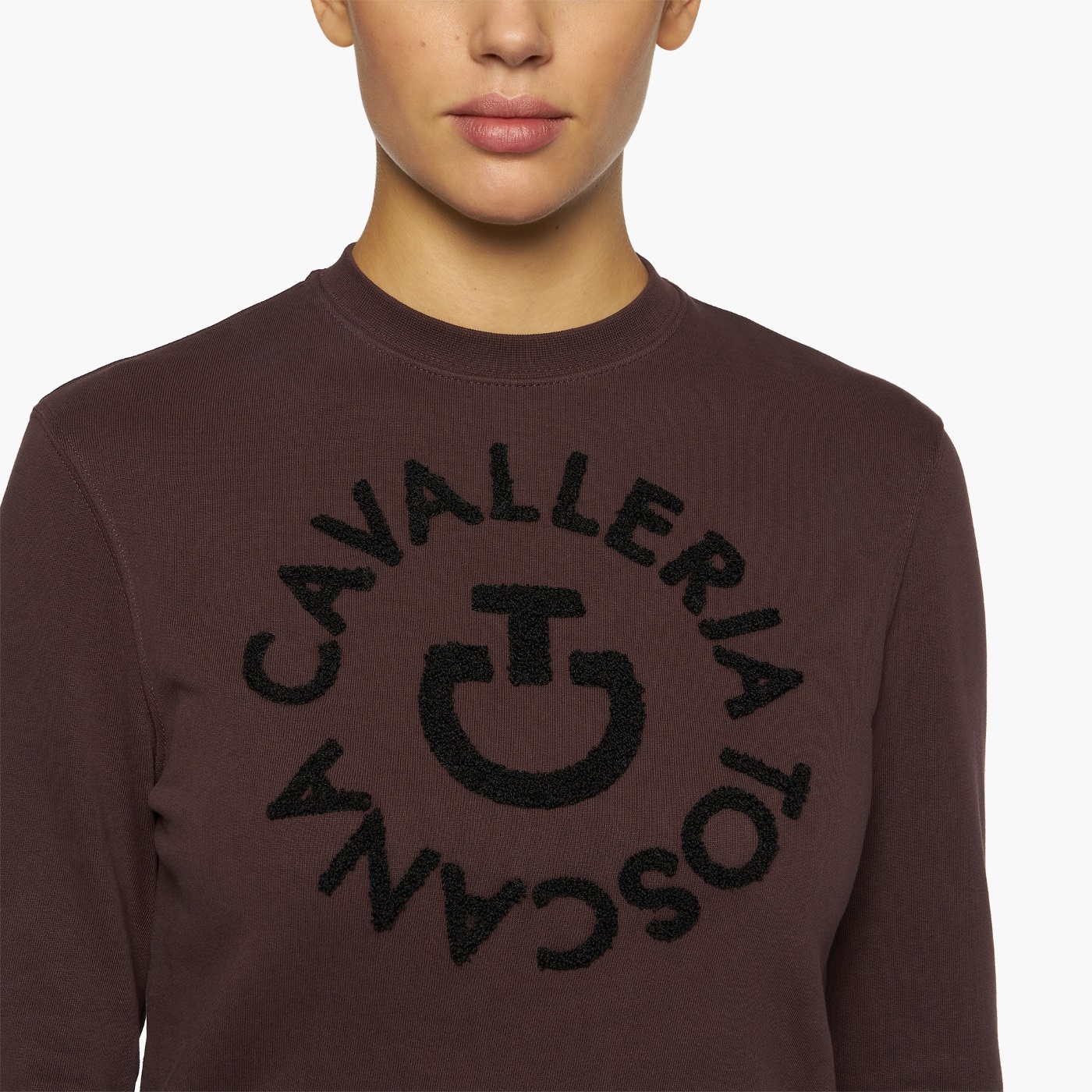 CAVALLERIA TOSCANA Damen Baumwoll Sweatshirt mit Logo - medium grey - L - 6