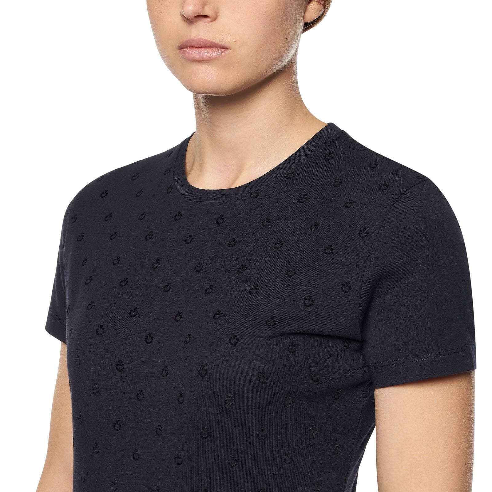 CAVALLERIA TOSCANA bequemes Damen T-Shirt mit Mini CT Flock - navy - XL - 3