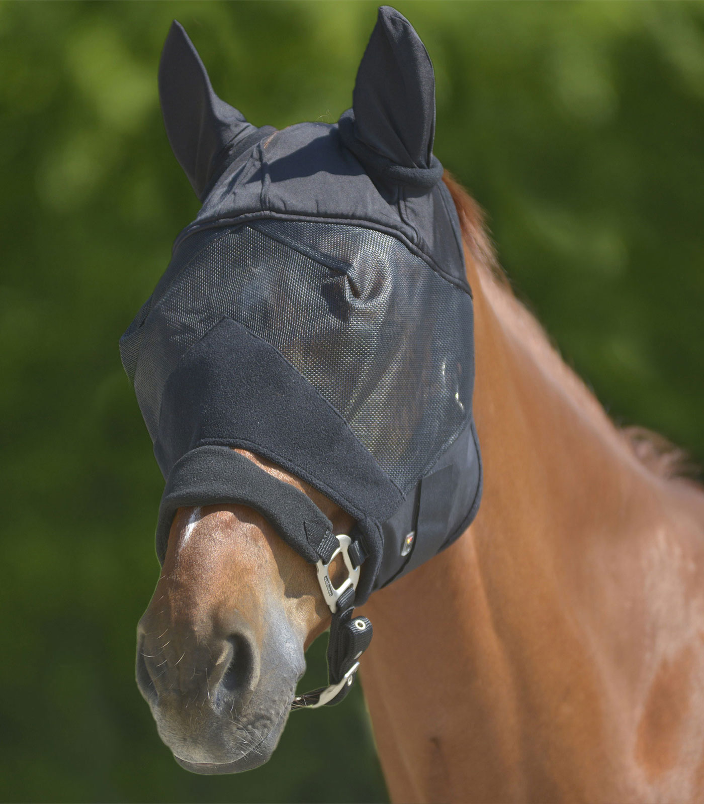 WALDHAUSEN Fliegenmaske Premium mit Ohrenschutz - schwarz - Pony - 1
