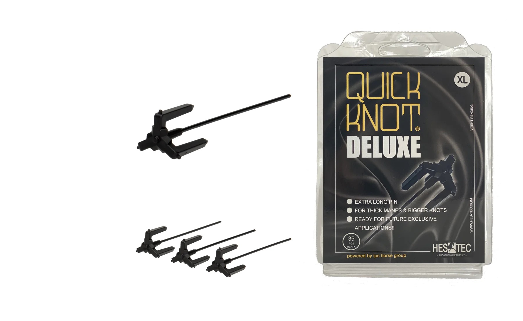 HES TEC Quick Knot Deluxe 35 Stück XL, Einflechthilfe - black - Set - 1